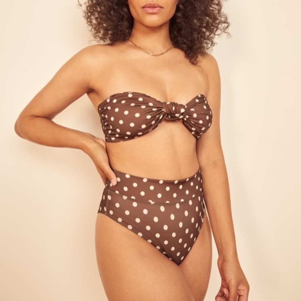 Reformation brown polka dot bikini 2 piece size m